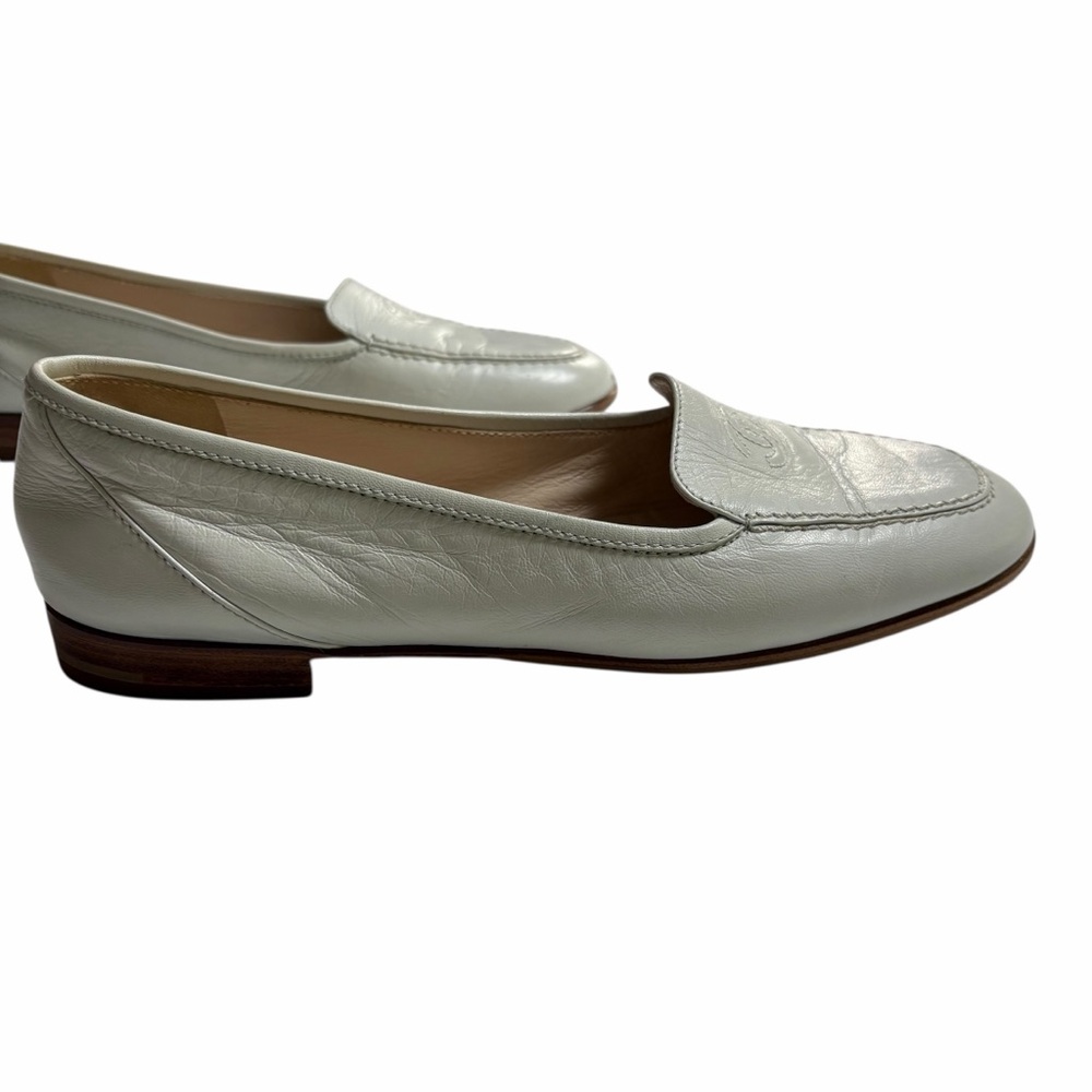 Chanel | Vintage Pale Blue Leather Loafers 38.5 | CC Logo Flats Made in Italy 💙 - Picture 10 of 12